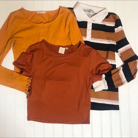 Bundle of 3 Orange Tops Heart & Hips and Others - Picture 1 of 9